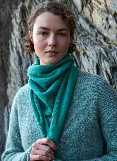Fisherman Lambswool Seed Stitch Triangle Scarf